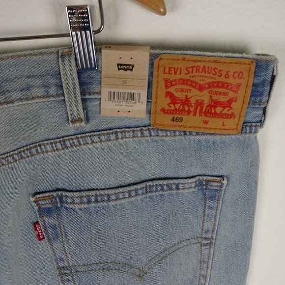 Levi's 469 Loose Shorts Big Men's Size 52 Blue Denim Cotton Raw Hem - Picture 6 of 9